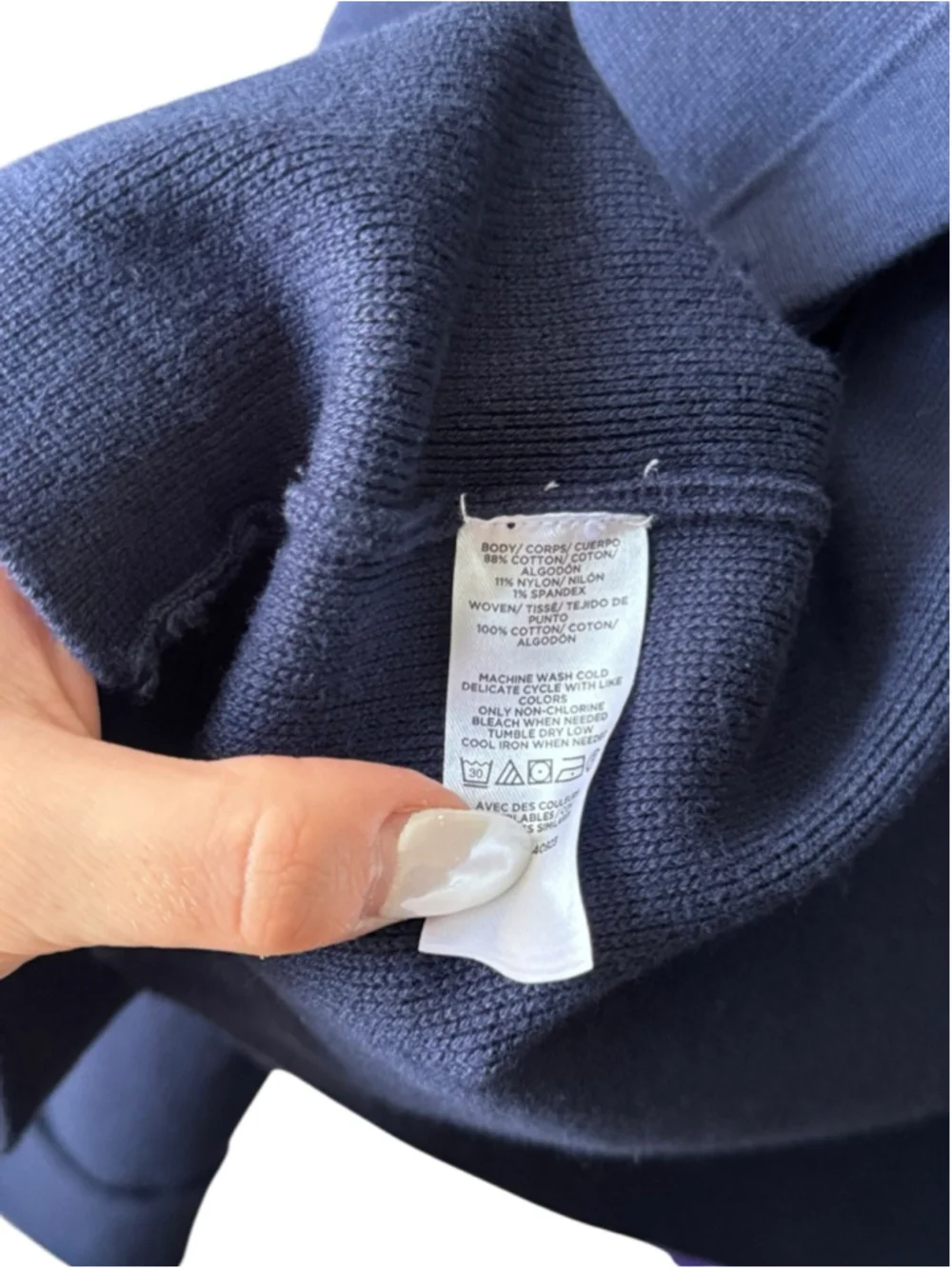 Women's LOFT Navy Cardigan with Light Blue Ruffle Collar M